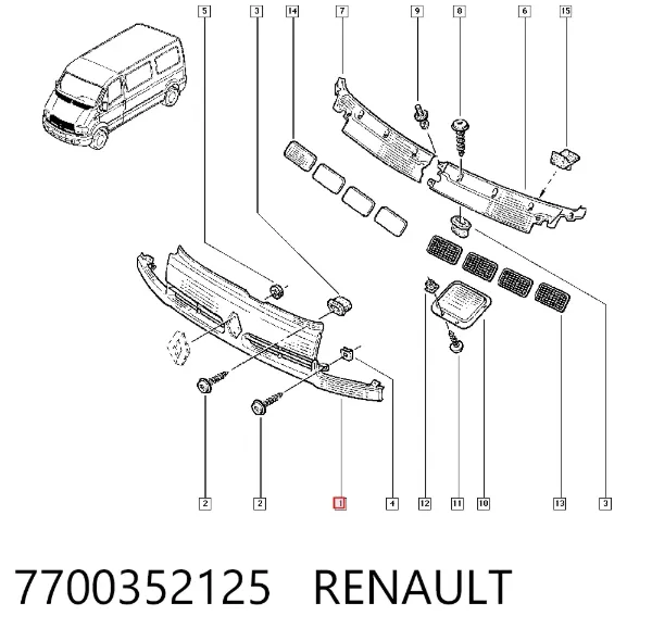 Atrapa chłodnicy 7700352125 Renault (RVI)