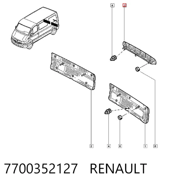 Nakładka tylnej drzwi skrzydłowej prawej 7700352127 Renault (RVI)