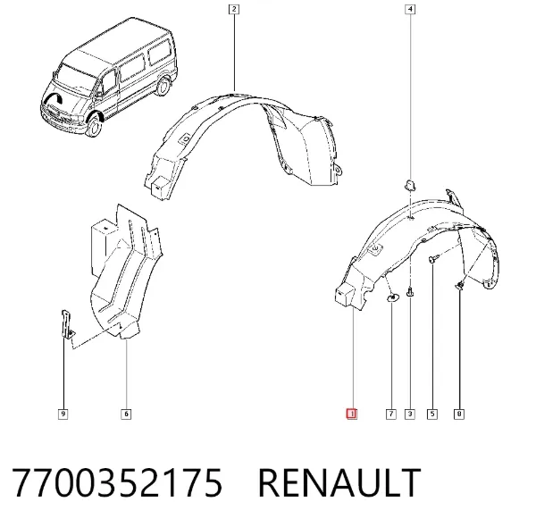 Nadkole błotnika przedniego lewe 7700352175 Renault (RVI)