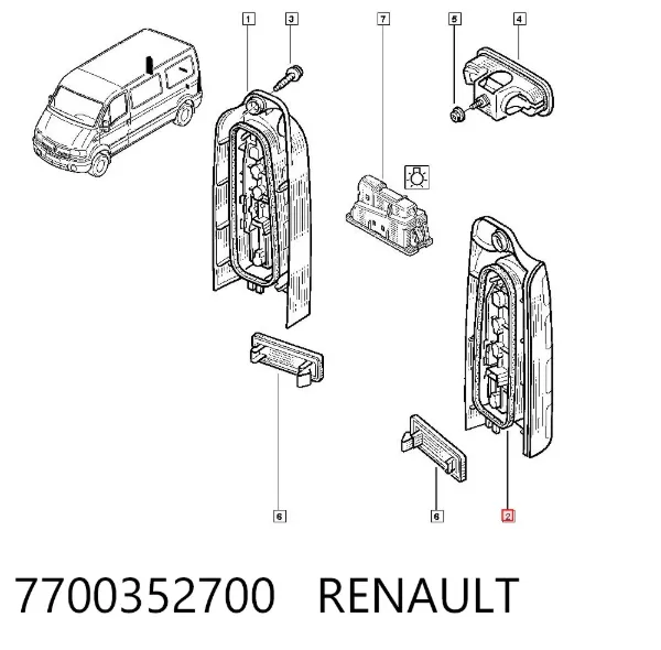 Lampa zespolona tylna lewa 7700352700 Renault (RVI)