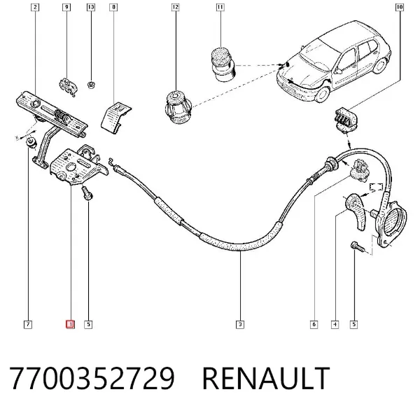 Zamek maski 7700352729 Renault (RVI)