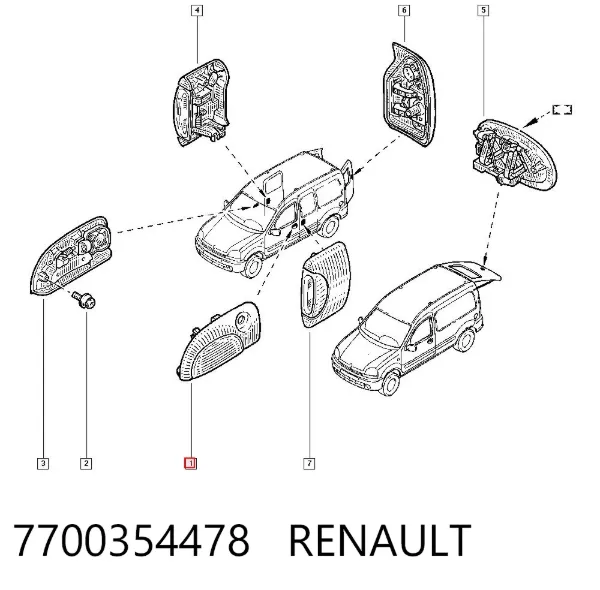 Klamka drzwi przednich zewnętrzna lewa 7700354478 Renault (RVI)
