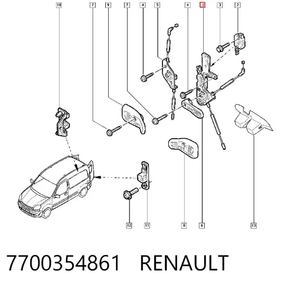 Zamek drzwi tylnych lewych skrzydłowych 7700354861 Renault (RVI)