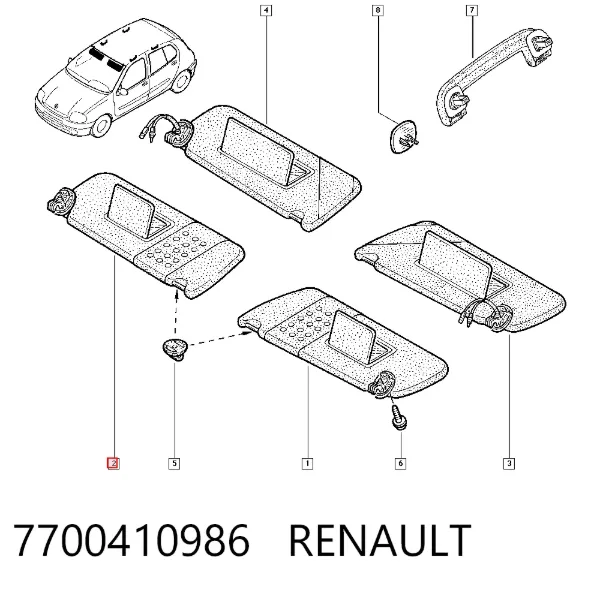 Osłona przeciwsłoneczna Renault Clio II