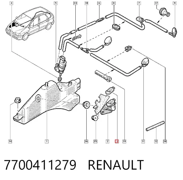 Korek zbiornika spryskiwacza 7700411279 Renault (RVI)