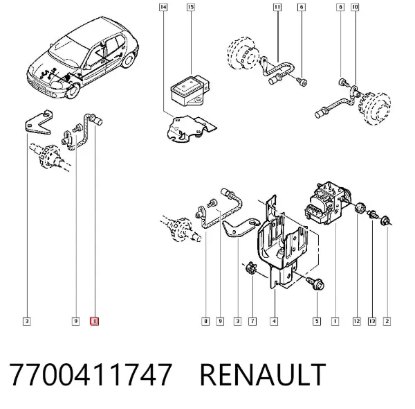 Czujnik ABS przedni 7700411747 Renault (RVI)