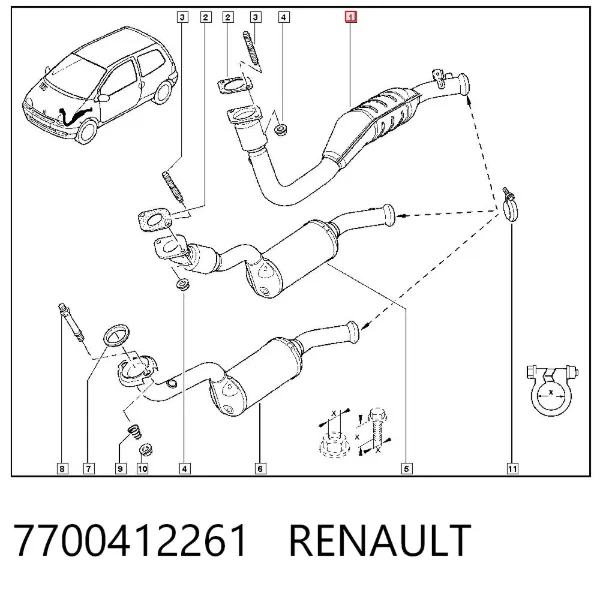 Konwerter-katalizator 7700412261 Renault (RVI)