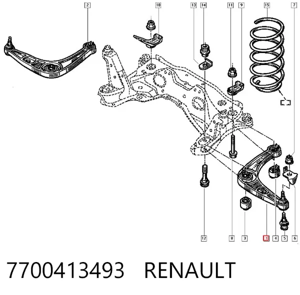 Wahacz zawieszenia przedniego dolny lewy 7700413493 Renault (RVI)