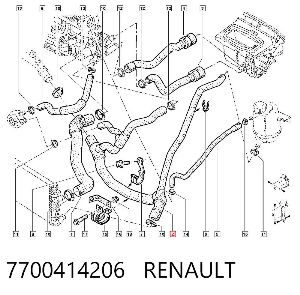 Przewód (króciec) układu chłodzenia 7700414206 Renault (RVI)