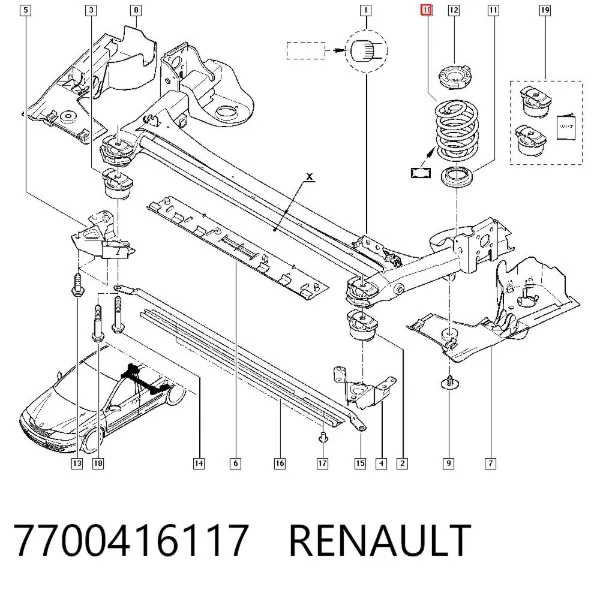Sprężyna tylna 7700416117 Renault (RVI)