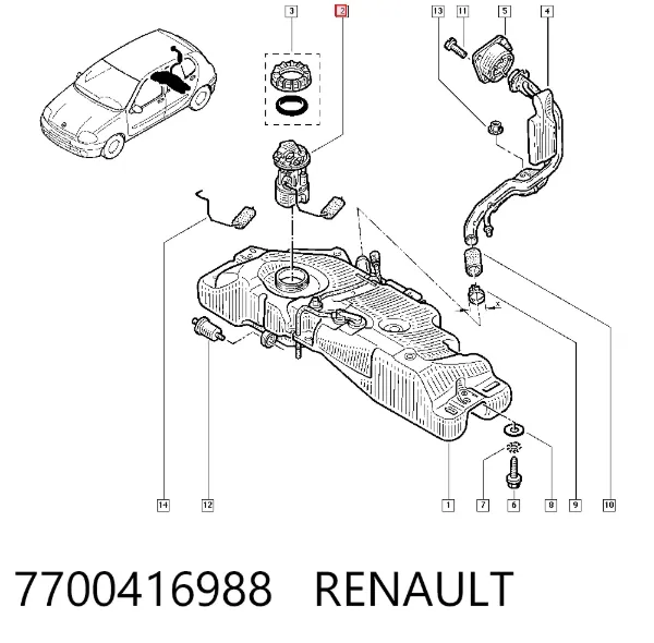 Moduł pompy paliwowej z czujnikiem poziomu paliwa 7700416988 Renault (RVI)