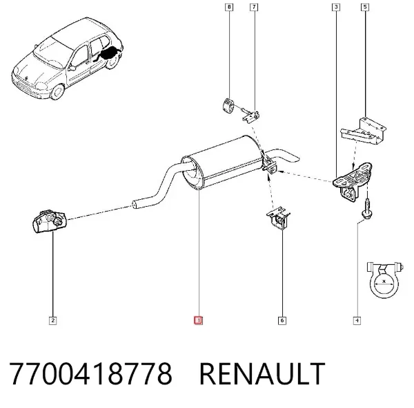 Tłumik, tylna część 7700418778 Renault (RVI)