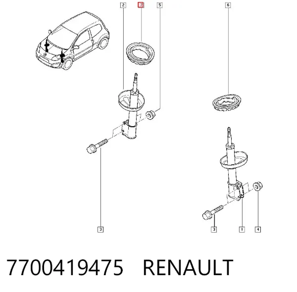 Pierścień gumowy sprężyny przedniej dolny 7700419475 Renault (RVI)