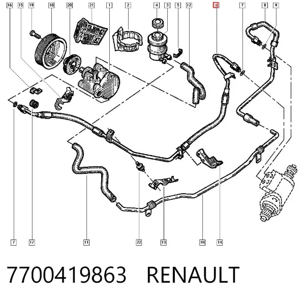 Przewód hydraulicznego układu wspomagania wysokiego ciśnienia, od pompy do maglownicy (mechanizmu) Renault Scenic I
