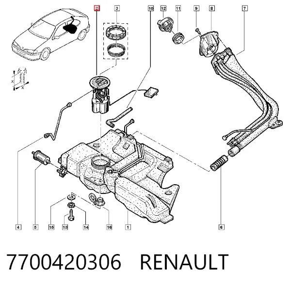 Moduł pompy paliwowej z czujnikiem poziomu paliwa 7700420306 Renault (RVI)