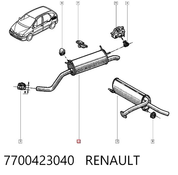 Tłumik, tylna część 7700423040 Renault (RVI)