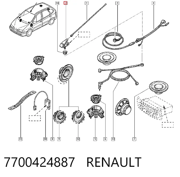 Antena 7700424887 Renault (RVI)