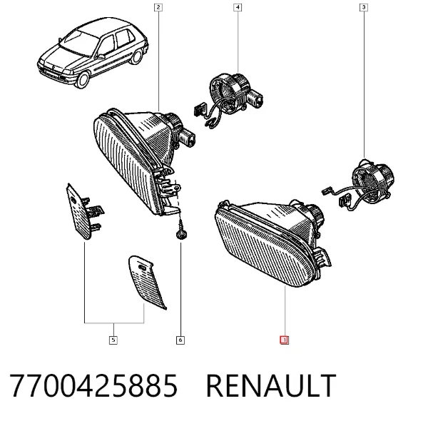 Lampa przeciwmgielna lewa 7700425885 Renault (RVI)
