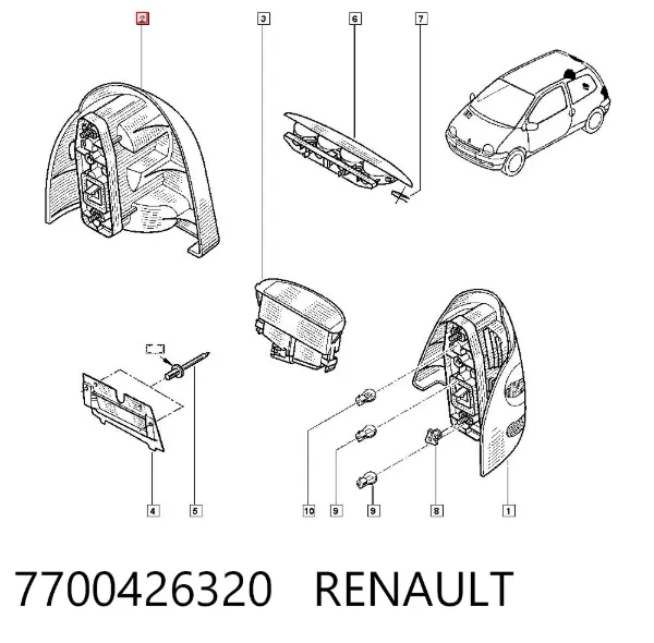 Lampa zespolona tylna prawa zewnętrzna 7700426320 Renault (RVI)