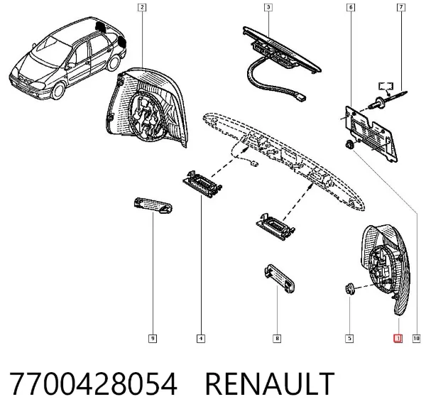 Lampa zespolona tylna lewa 7700428054 Renault (RVI)