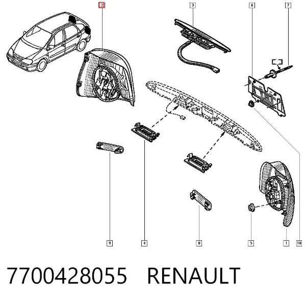Lampa zespolona tylna prawa 7700428055 Renault (RVI)