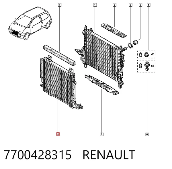 Chłodnica klimatyzacji 7700428315 Renault (RVI)