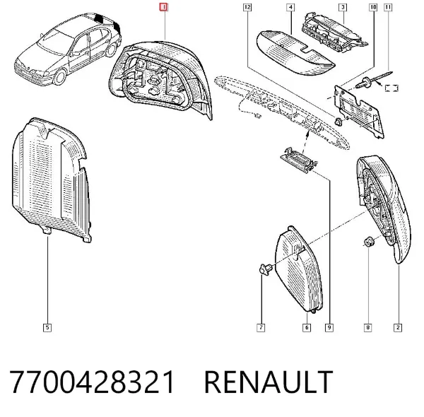 Lampa zespolona tylna prawa 7700428321 Renault (RVI)