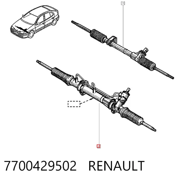 Listwa kierownicza (maglownica) 7700429502 Renault (RVI)