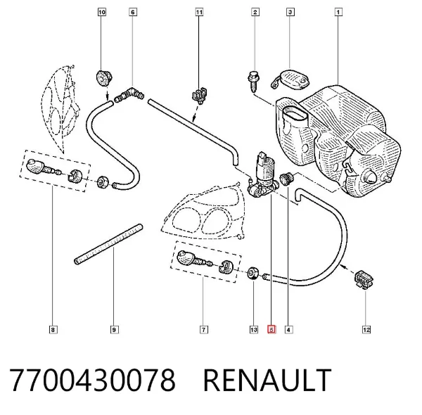 Pompka spryskiwacza szyby przedniej 7700430078 Renault (RVI)