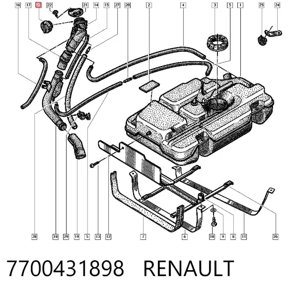 Korek wlewu paliwa 7700431898 Renault (RVI)