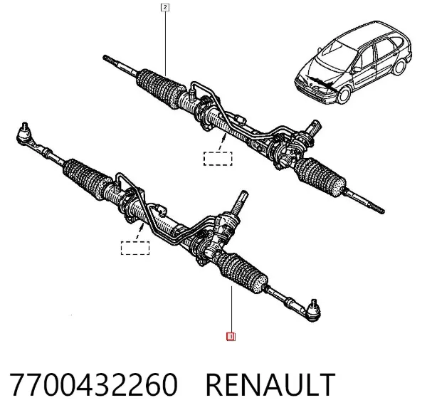 Listwa kierownicza (maglownica) 7700432260 Renault (RVI)