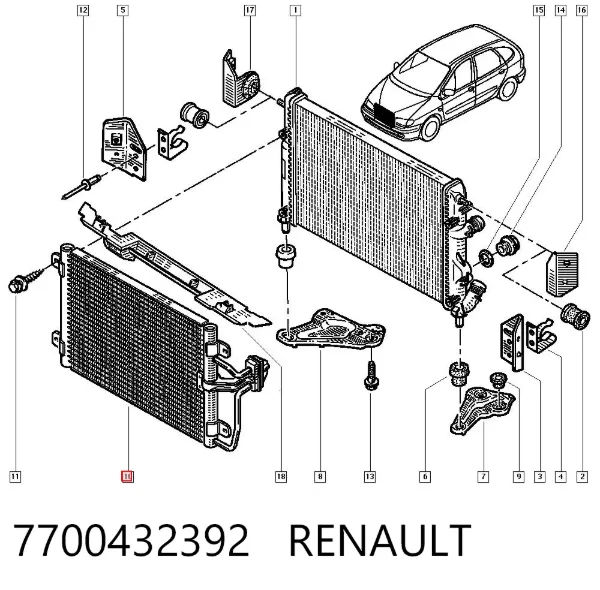 Chłodnica klimatyzacji 7700432392 Renault (RVI)