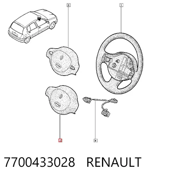 Poduszka powietrzna (Airbag) kierowcy 7700433028 Renault (RVI)