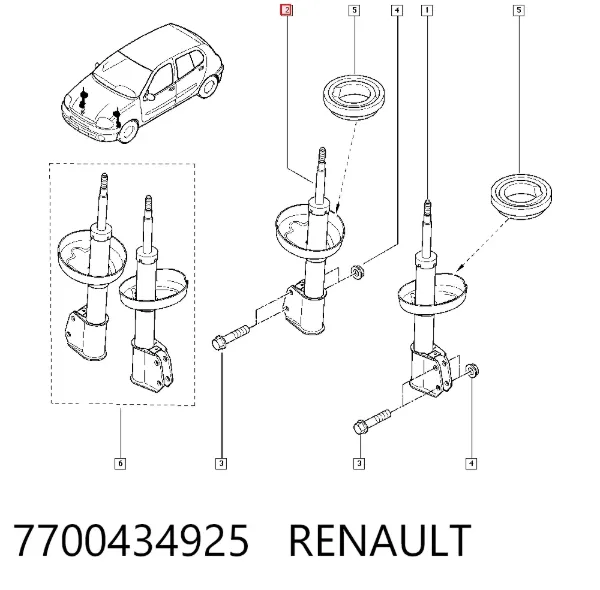 Amortyzator przedni 7700434925 Renault (RVI)