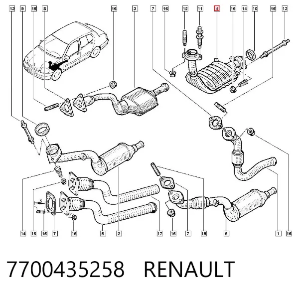 Konwerter-katalizator 7700435258 Renault (RVI)