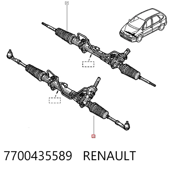 Listwa kierownicza (maglownica) 7700435589 Renault (RVI)