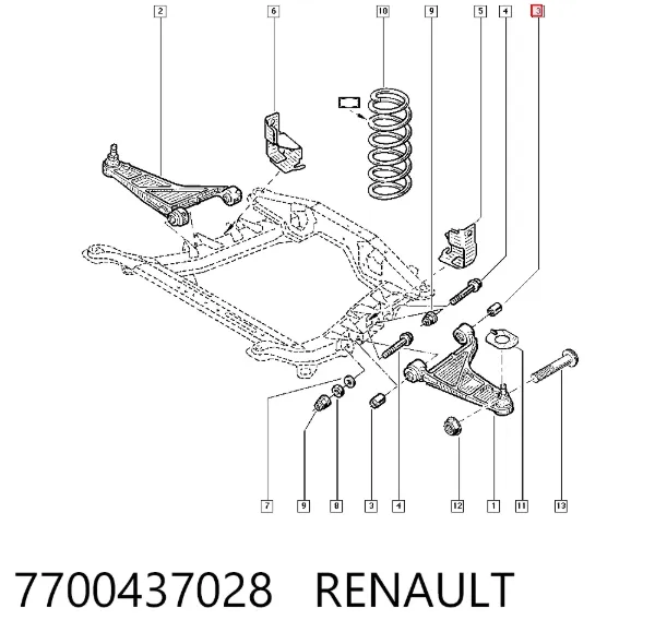 Silentblock przedniego wahacza dolnego 7700437028 Renault (RVI)