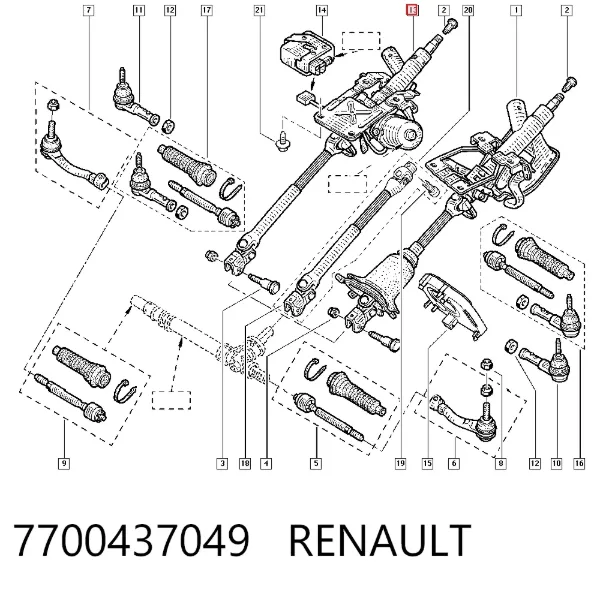 Kolumna (wał) kierownicza (kierownicy) 7700437049 Renault (RVI)