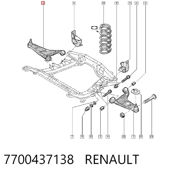 Wahacz zawieszenia przedniego dolny prawy 7700437138 Renault (RVI)