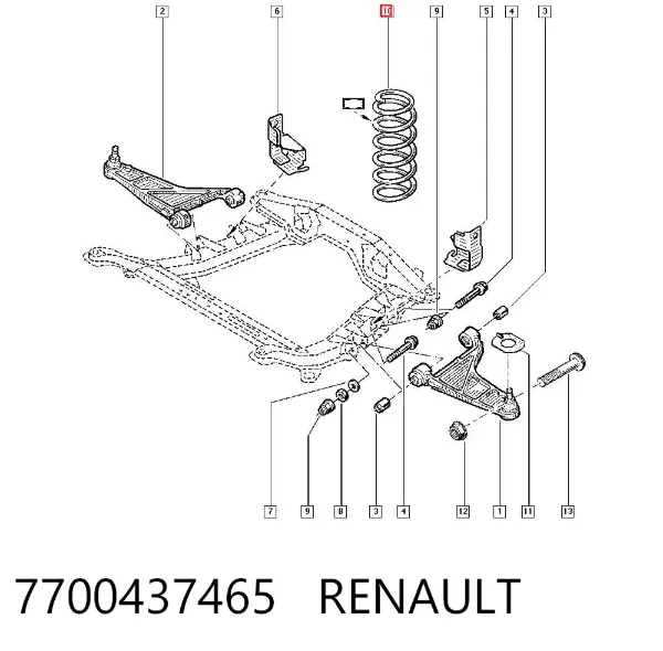 Sprężyna przednia 7700437465 Renault (RVI)