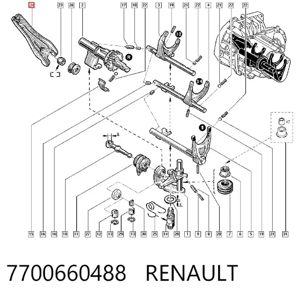 Widełki sprzęgła 7700660488 Renault (RVI)