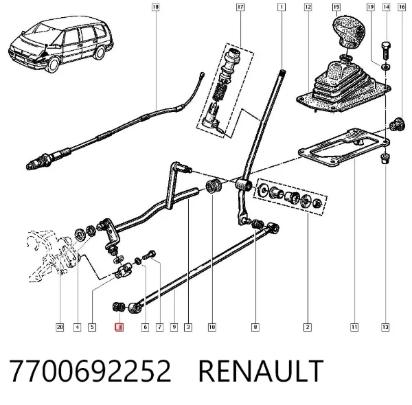 Tuleja mechanizmu zmiany biegów 7700692252 Renault (RVI)