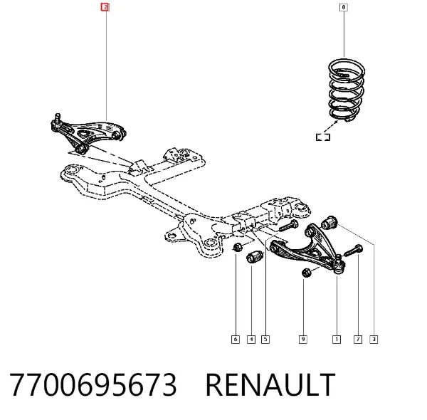 Wahacz zawieszenia przedniego dolny prawy 7700695673 Renault (RVI)