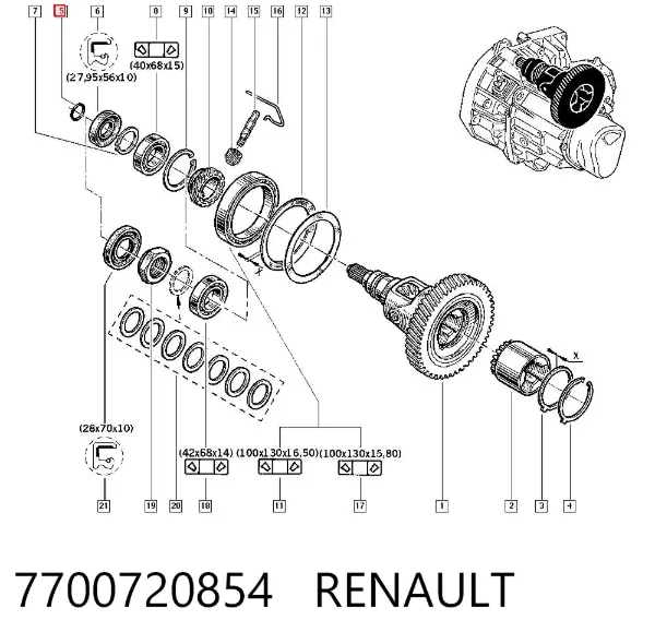 Podkładka zabezpieczająca dyferencjał mostu przedniego 7700720854 Renault (RVI)