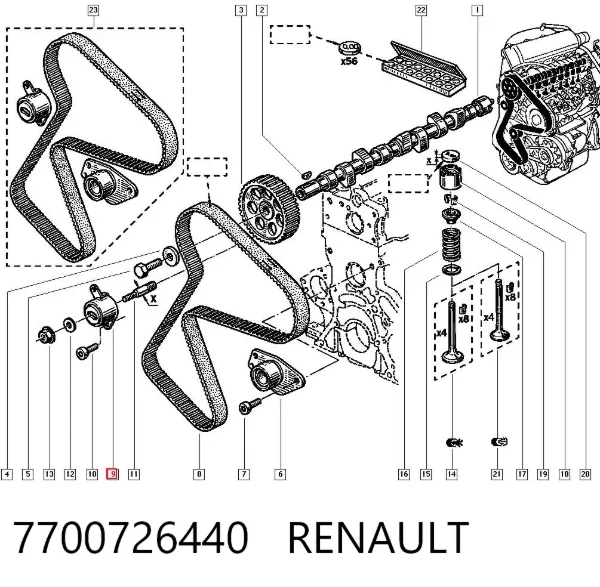 Rolka napinacza paska rozrządu 7700726440 Renault (RVI)