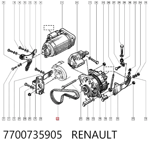 Pas napędowy mechanizmów 7700735905 Renault (RVI)