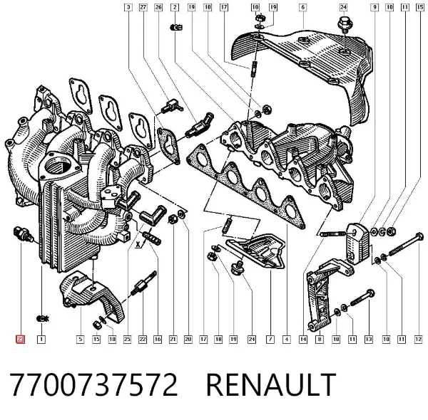 Czujnik temperatury powietrza wlotowego 7700737572 Renault (RVI)