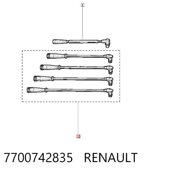 Zestaw przewodów wysokiego napięcia 7700742835 Renault (RVI)