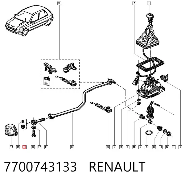 Tuleja mechanizmu zmiany biegów 7700743133 Renault (RVI)