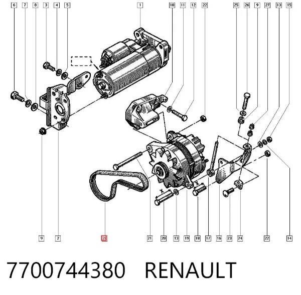 Pas napędowy mechanizmów 7700744380 Renault (RVI)